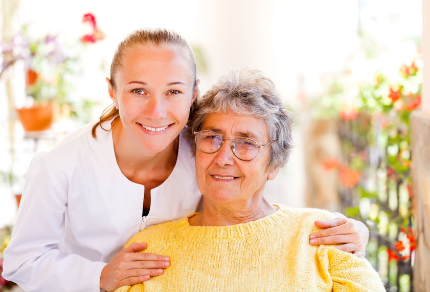 female volunteer with an older woman