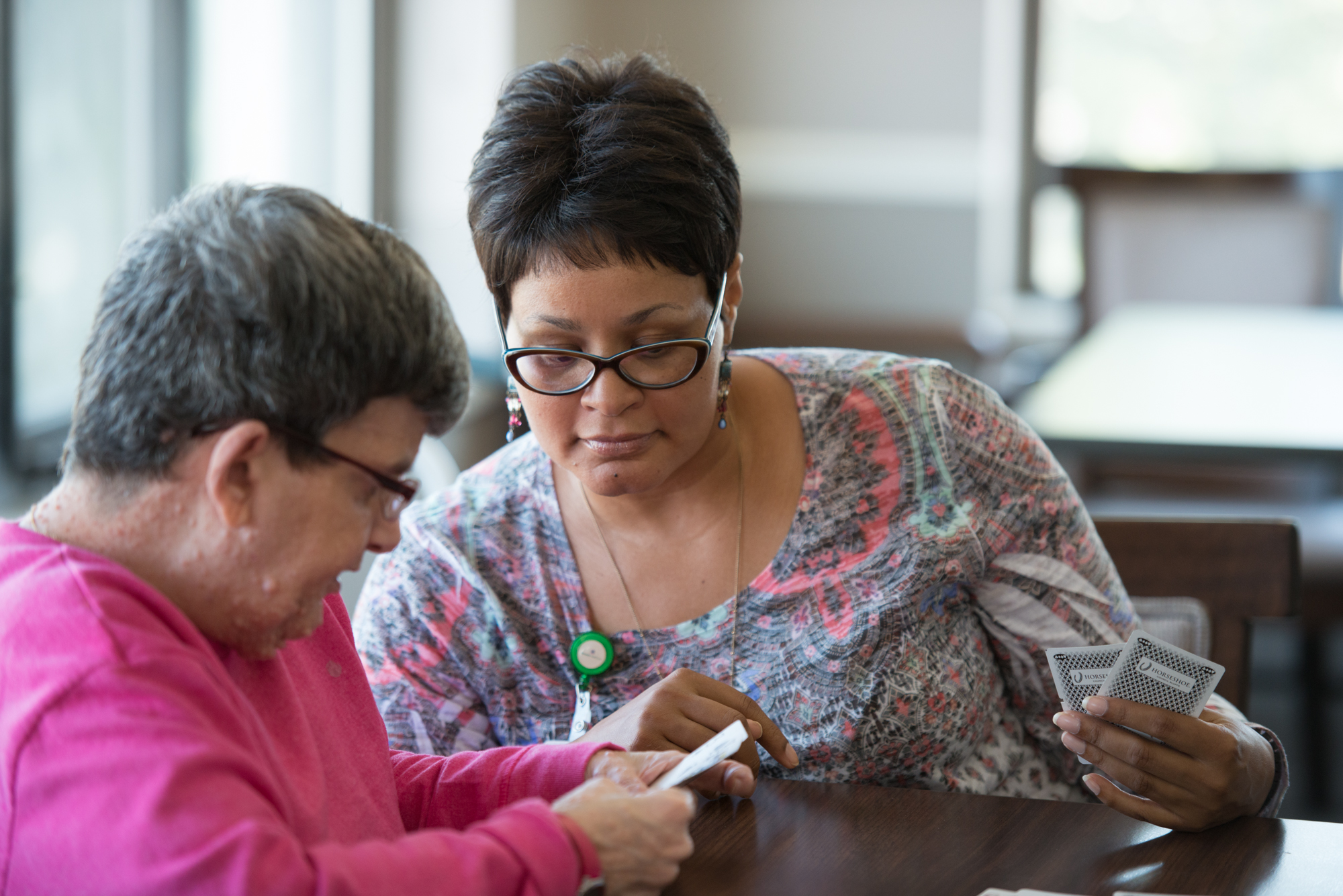 Female volunteer with a nursing home resident